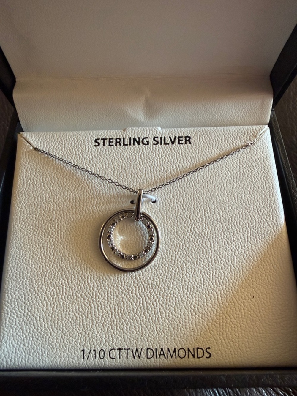 Sterling Silver Diamond Circle Pendant Necklace - Silver-18 inch